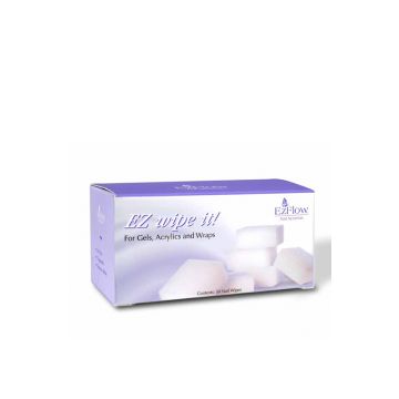 Three-dimensional illustration of EZ Wipes! disposable, lint/fiber free wipes isolated in white color background