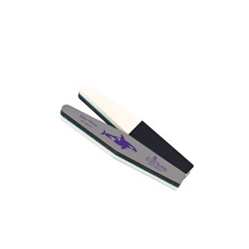 Illustration of front and back features of a 3-way buffer EzFlow Killer Whale Pro Buffer in white color background