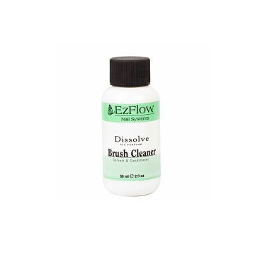 Front view of a 2-ounce  professional brush cleaner from EzFlow with black cover cap and product information