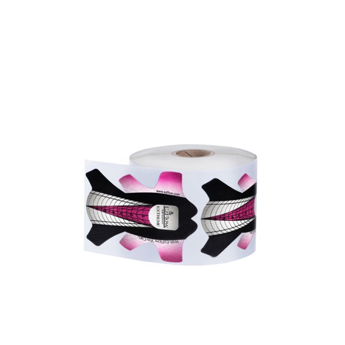 Expansive illustration of 500-count EzFlow Extreme Nail Forms roll isolated in white color background