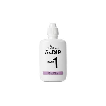 A capped 2 ounce bottle of EzFlow TruDIP Base printed with product name & details